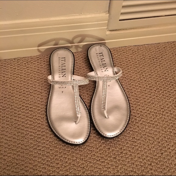 Jewelled silver sandals