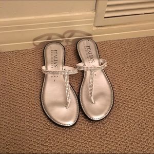 Jewelled silver sandals