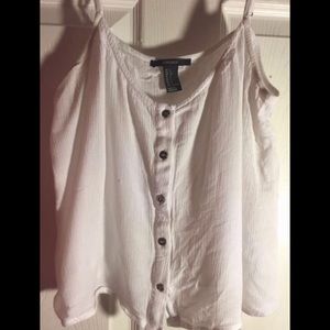 Forever 21 Gauze White Button-Front Cami  Blouse