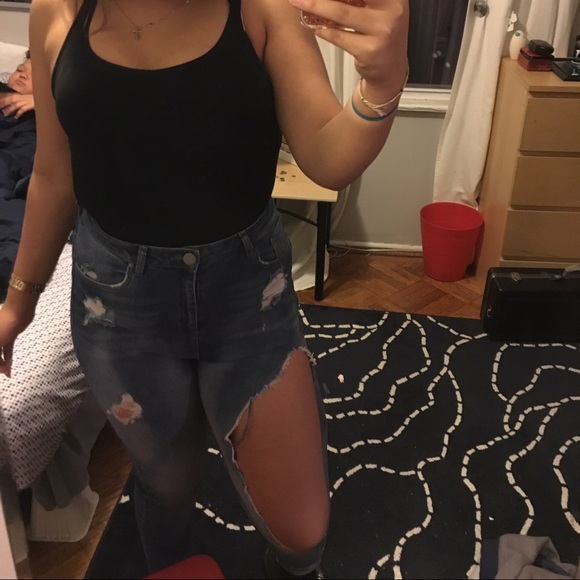 PLUS SIZE HIGH WAIST DISTRESSED JEANS - Picture 2 of 2