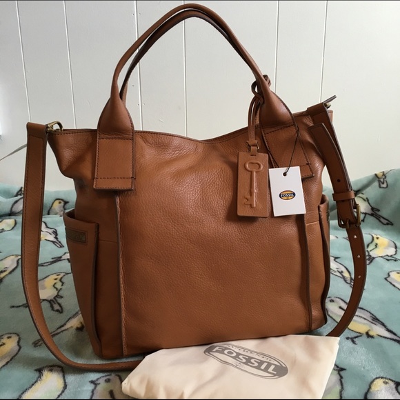 Fossil Handbags - Fossil Emerson Satchel Camel NWT leather crossbody