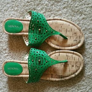 Green Cork Cushion Sandals