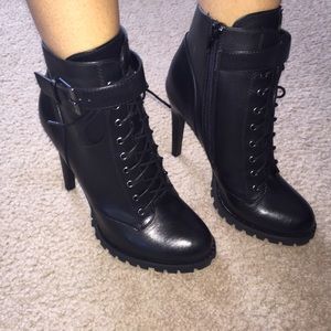 Black lace up booties
