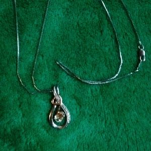 Diamond necklace with rose gold heart