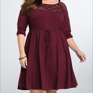 :: Torrid Lace Inset Tie Waist Dress ::