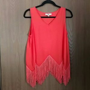 Coral fringe tank top NWT