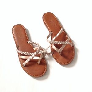 Leather rose gold sandals