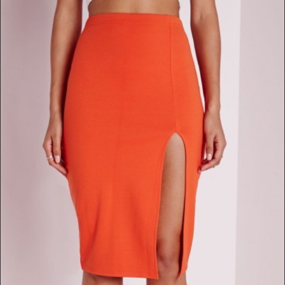 Orange midi skirt
