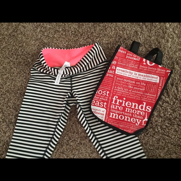 black and white striped athletic leggings