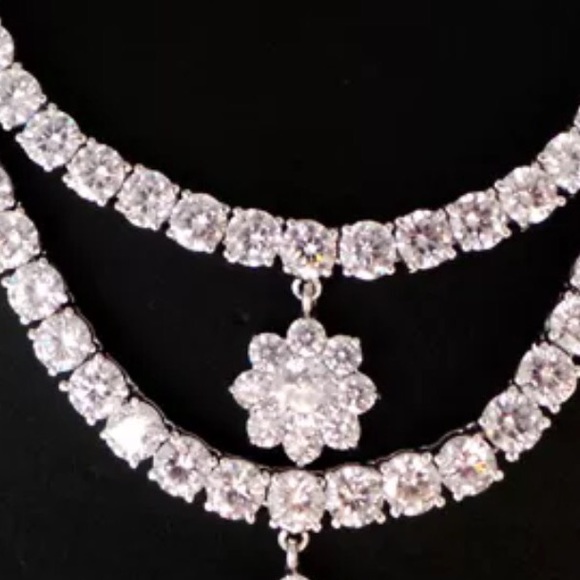 New beautiful two rows cubic zirconia necklace - Picture 2 of 2