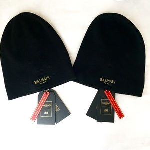 H&M x Balmain Black Ribbed Wool Beanies