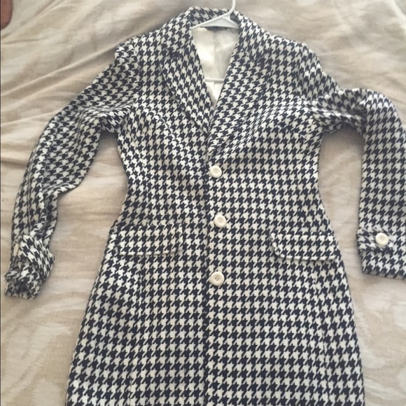 Houndstooth Mid Length Jacket