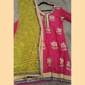 Hot Pink 3D Embroidered Salwar Kameez