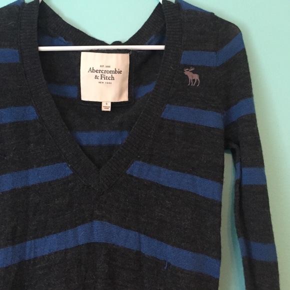 Blue and gray striped sweater