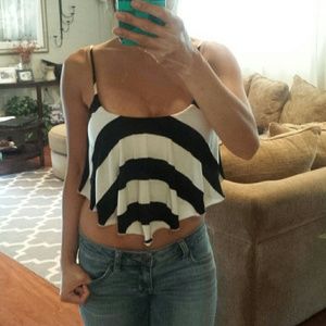 Black & White Striped Crop Top