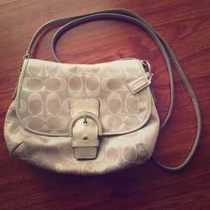 Adorable silver Coach crossbody purse