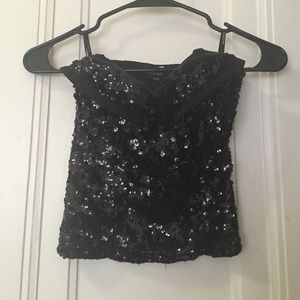 bebe Black Sequin Bustier