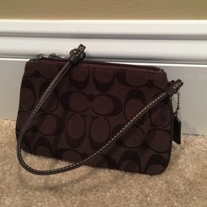 Coach brown wristlet