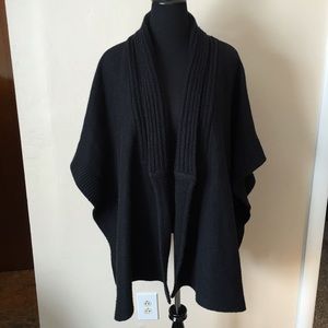 Talbots Black heavy wool poncho