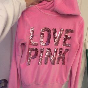 Victoria's Secret velour sequin zip-up sweater