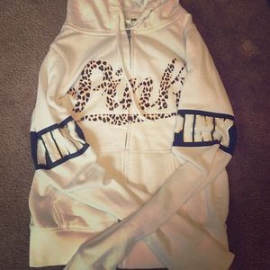 (Pink) Cheetah Print Zip Up Hoodie