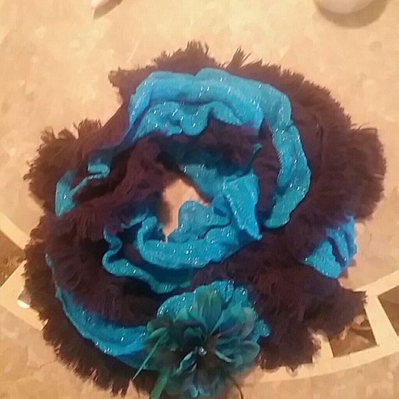 Navy blue and a teal colored Betsey johnson scarf - Picture 1 of 2
