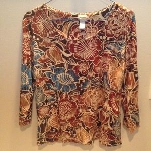 Chico's size 3 multi color top 3/4 sleeve light