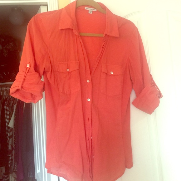 James perse Orange button down shirt