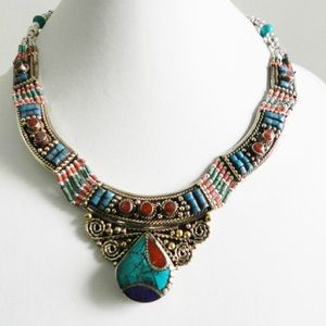 Turquoise, Coral and Lapis antique necklace