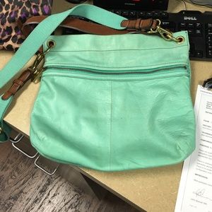 Aqua fossil messenger bag