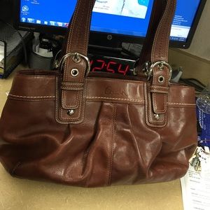 Leather coach shoulder bag