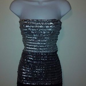 Glamorous Strapless Sequin Party Dress
