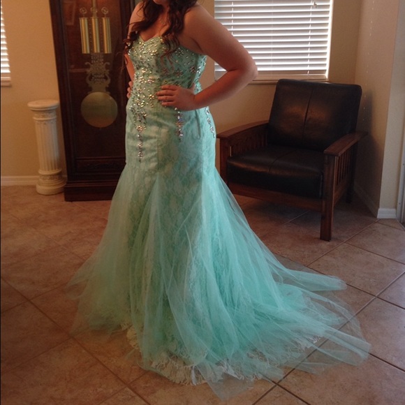 Mint green prom dress