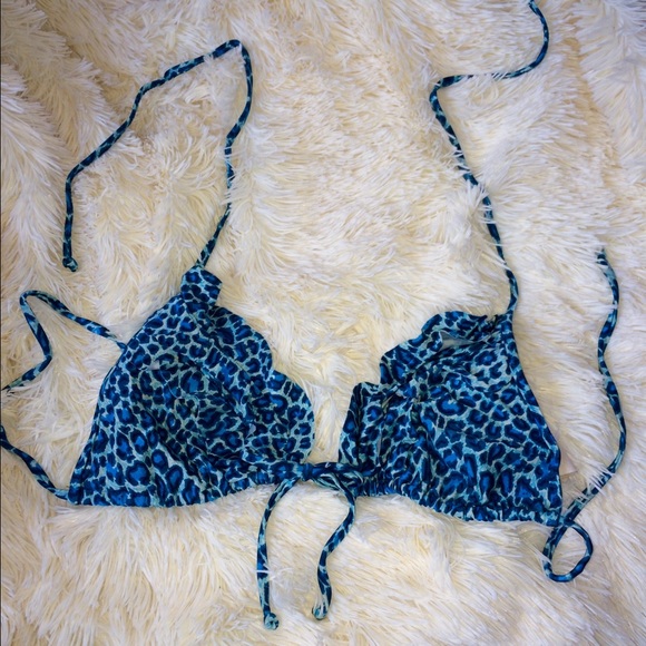 Small blue cheetah swim suit top