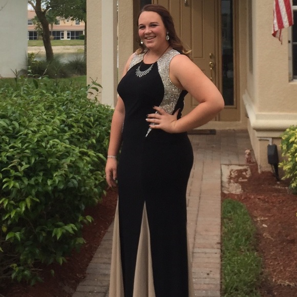 Black and Nude Prom Dress