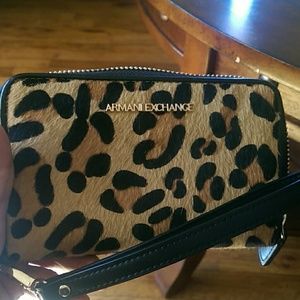 Armani Exchange Leopard Wristlet
