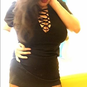 Criss Cross Body Con Plus Size Dress