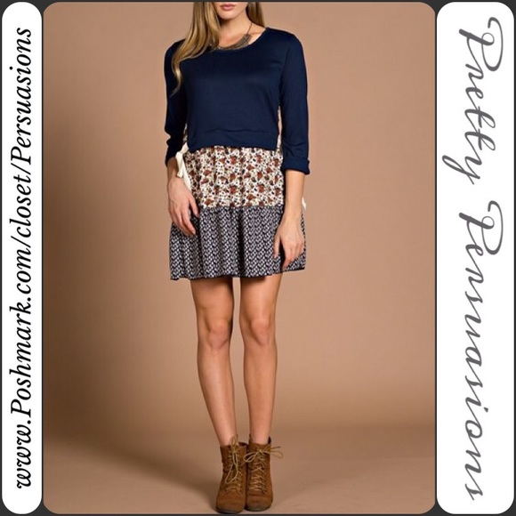 SOLD  🌻NWT Tie Side Floral Tiered Boho Mini Dress - Picture 3 of 3