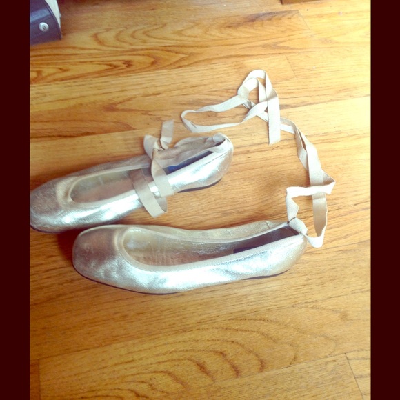 Gold Ballet Flats by Cabana