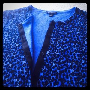 Ann Taylor blue leopard cardigan