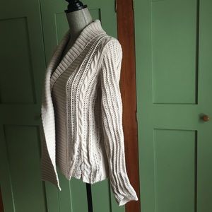 Garnet Hill Large cardigan with lace accents