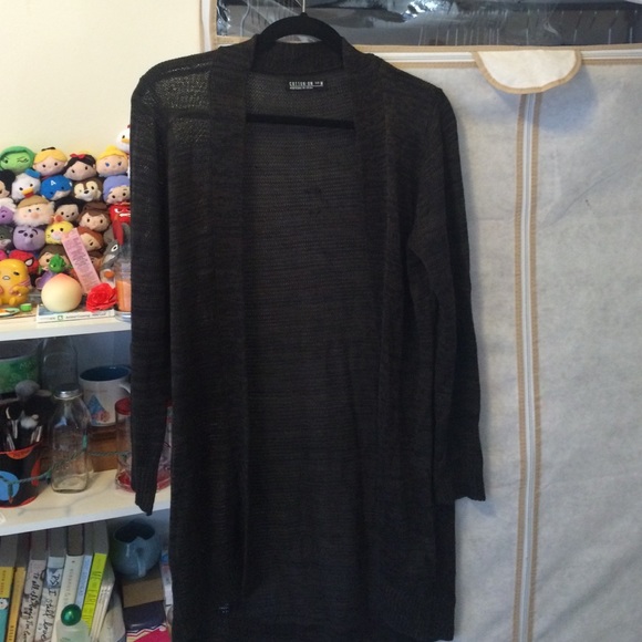 Dark olive green knit cardigan