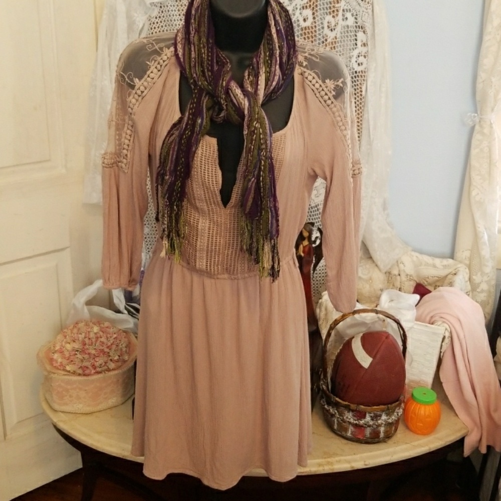 Tan boho tunic top