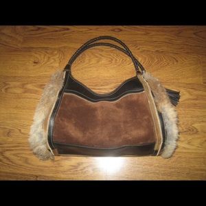 Maxx New York Rabbit fur suede handbag