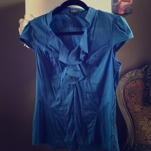 Size m blue dressy top with Ruffles