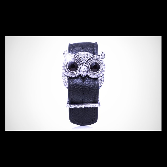 Leather & Swarovski Owl Cuff
