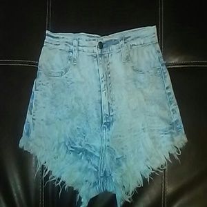 High waisted ripped jean shorts