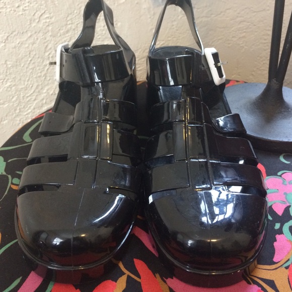 American Apparel Style Heeled Jelly Sandals