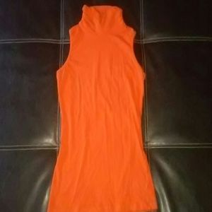 orange turtle neck tank top