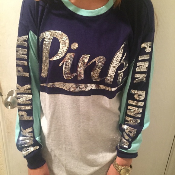 PINK long sleeve bling top